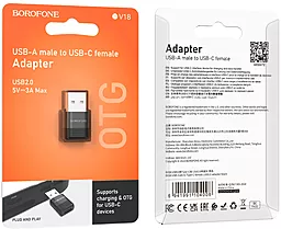 Адаптер-переходник Borofone BV18 M-F USB-A -> USB Type-C Black - миниатюра 9
