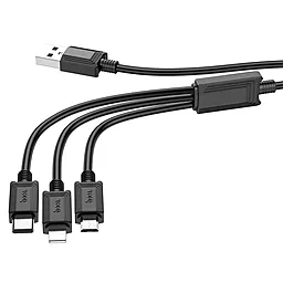 Кабель USB Hoco X74 3-in-1 USB Type-C/Lightning/micro USB Cable Black - миниатюра 3