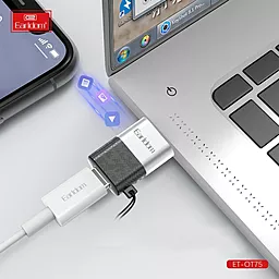 Адаптер-перехідник Earldom ET-OT75 M-F USB-A 3.0 -> USB Type-C Black - мініатюра 3