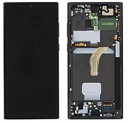 Дисплей Samsung Galaxy S22 Ultra S908 с тачскрином и рамкой, (OLED), Black