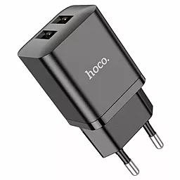 Сетевое зарядное устройство Hoco N25 Maker 2xUSB 2.1A Black - миниатюра 2