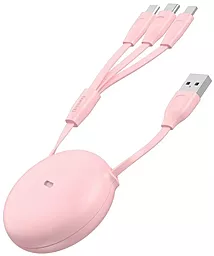 Кабель USB Baseus 15w 3a 0.85m 3-in-1 USB to Type-C/Lightning/micro USB cable pink (CAMLT-TY24)