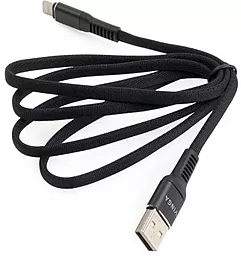 Кабель USB Vinga Flat Nylon Lightning Cable Black (VCPDCLFNB1BK) - миниатюра 2