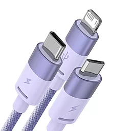 Кабель USB PD Baseus StarSpeed One-for-three 20W 3.5A 1.2M 3-in-1 USB to micro/Lightning/Type-C cable purple (CAXS000005) - миниатюра 2