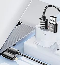 Кабель USB PD Essager 65W 3A 4-in-1 USB-C+A to USB Type-C/Lightning cable black - миниатюра 8