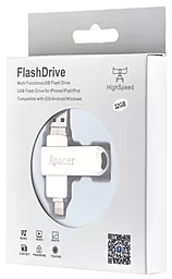 Флешка Apacer AH790 32GB (USB 3.1/Lightning) Silver - миниатюра 2