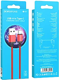 Кабель USB Borofone BX87 Sharp 3A USB Type-C Cable Red - миниатюра 5