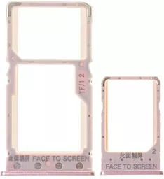 Держатель (лоток) Сим карты Xiaomi Redmi 6 / Redmi 6A и карты памяти Dual SIM, комплект 2 шт. Pink