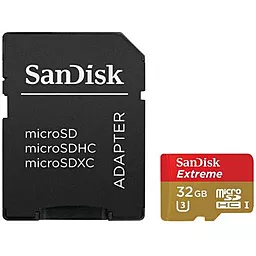 Карта памяти SanDisk microSDHC 32GB Extreme Class 10 UHS-I U3 + SD-адаптер (SDSQXNE-032G-GN6MA)