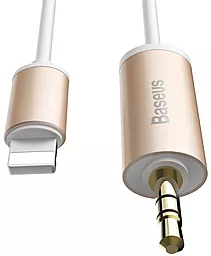 Аудіо кабель Baseus Aux mini Jack 3.5 mm - Lightning M/M Cable 1.2 м gold (NGB37-0V) - мініатюра 3