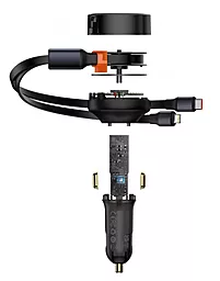 Автомобильное зарядное устройство Baseus Enjoyment Retractable 30w 2-in-1 USB Type-C + lightning black (CGTX000001) - миниатюра 6