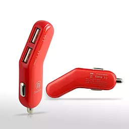 Автомобильное зарядное устройство Baseus 2USB Car charger 2.4A Red (flyest series) - миниатюра 7