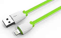 Кабель USB LDNio Lightning flat 2.1A Green (LS03) - миниатюра 2