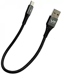 Кабель USB Veron CV09 Nylon 12w 2.4a 0.25m USB Type-C cable black - миниатюра 2