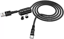 Кабель USB Hoco U98 Sunway Multi-Functional Magnetic 3-in-1 USB to Type-C/Lightning/micro USB Cable black - миниатюра 2