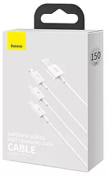 USB Кабель Baseus Superior 3.5A 1.5M 3-in-1 USB to Type-C/Lightning/micro USB Cable white (CAMLTYS-02) - мініатюра 4