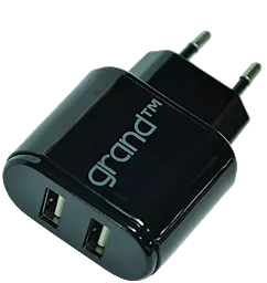 Сетевое зарядное устройство Grand Dual USB (1A/2A) Black - миниатюра 2