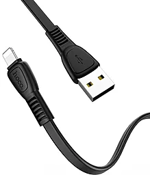Кабель USB Hoco X40 Flat Noah TPE Lightning 2.4A Black - миниатюра 2