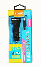 Автомобильное зарядное устройство LDNio Car charger 2USB (3.1A) + Micro USB Cable Black (DL-C23) - миниатюра 2