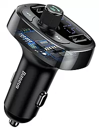 Автомобильное зарядное устройство с FM-модулятором Baseus T-Typed S-09 MP3 Car Charger Black (CCALL-TM01 / CCMT000301)