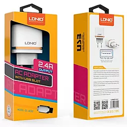 Сетевое зарядное устройство LDNio 2 USB Home Charger 2.4A + Mirco USB Cable White (DL-AC52) - миниатюра 4