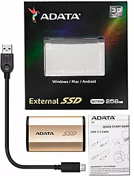 SSD Накопитель ADATA SE730H 256 GB (ASE730H-256GU31-CGD) Gold - миниатюра 5