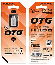 OTG-переходник Borofone BV2 USB-A - MicroUSB Grey - миниатюра 4