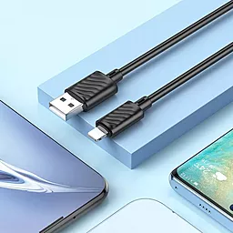 Кабель USB Hoco X88 Gratified 2.4A Lightning Cable Black - миниатюра 4