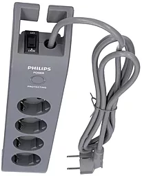 Сетевой фильтр (удлинитель) Philips 4 розетки 2м 16а 2м с выключателем серый (SPN3140A/60) - миниатюра 5