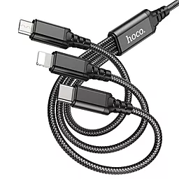 Кабель USB Hoco X76 Super 3-in-1 USB Type-C/Lightning/micro USB Cable Black