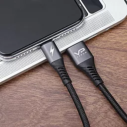 Кабель USB Veron NL09 Nylon 12w 2.4a 0.25m Lightning cable black - миниатюра 6