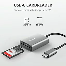 Кардридер Trust Dalyx Fast Aluminium USB-C - миниатюра 6