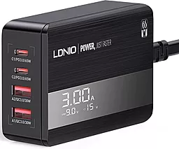 Сетевое зарядное устройство LDNio A4808Q 65W QC/PD 2xUSB-A-2xC c дисплеем Black - миниатюра 7