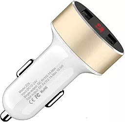 Автомобильное зарядное устройство Hoco Car Charger 2 USB 2.1A + LCD White (Z26) - миниатюра 2