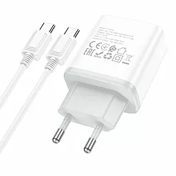 Сетевое зарядное устройство Hoco C104A Stage PD20W USB-C Port + USB-C-C Cable White - миниатюра 3