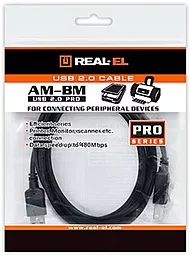 Кабель (шлейф) REAL-EL Pro USB 2.0 AM-BM 2M Black (EL123500026) - миниатюра 3