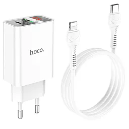 Сетевое зарядное устройство Hoco C100A PD 20W QC3.0 + USB Type-C to Lightning Cable White