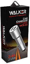 Автомобильное зарядное устройство Walker WCR-22 2.4a 2xUSB-A ports car charger gray - миниатюра 2
