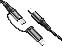 Кабель USB PD Hoco X50 Exquisito 60W 3A 2-in-1 USB Type-C - Type-C/Lightning Cable Black - миниатюра 2