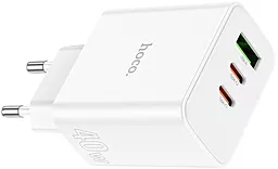 Сетевое зарядное устройство Hoco C126A 40W PD/QC 2xUSB-C-1xA White - миниатюра 2