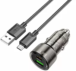 Автомобільний зарядний пристрій Hoco Z52 Spacious 38w PD/QC3.0 USB-C/USB-A ports + micro USB cable home charger black