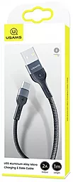 Кабель USB Usams U55 Aluminum Alloy micro USB Cable Black (US-SJ450) - миниатюра 3