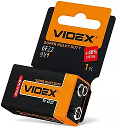 Батарейки Videx 6F22/9V (Крона) 1шт SHRINK CARD 9 V