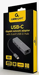 Мультипортовый USB Type-C хаб Cablexpert 3xUSB HUB Grey (A-CMU3-LAN-01) - миниатюра 2