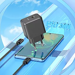 Сетевое зарядное устройство Hoco CS15A 30w PD USB-C home charger black - миниатюра 7