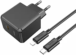Сетевое зарядное устройство Hoco CS13A 20w PD USB-C + USB-C/lightning cable home charger black
