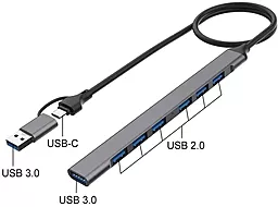 USB Type-C + USB-A хаб XoKo XK-AC-700m-SL 7-in-1 grey - миниатюра 3