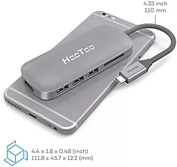 Мультипортовый USB Type-C хаб HooToo USB Type-C to HDMI/USB 3.0/USB Type-C/Card Reader Space Grey (HT-UC001 / HT-UC001SG / HT-UC001-SG) - миниатюра 5