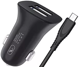 Автомобільний зарядний пристрій SkyDolphin SZ09V 15W 3.4A 2xUSB-A + micro USB cable black (AZP-000111)