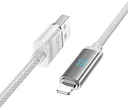 Кабель USB Hoco U127 12w 2.4a 1.2m Lightning cable silver - миниатюра 2